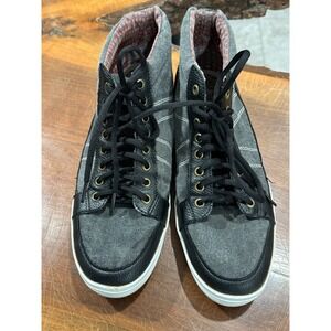 Ben Sherman High-Top Sneakers Men's 10.5 Black Canvas Faux Leather